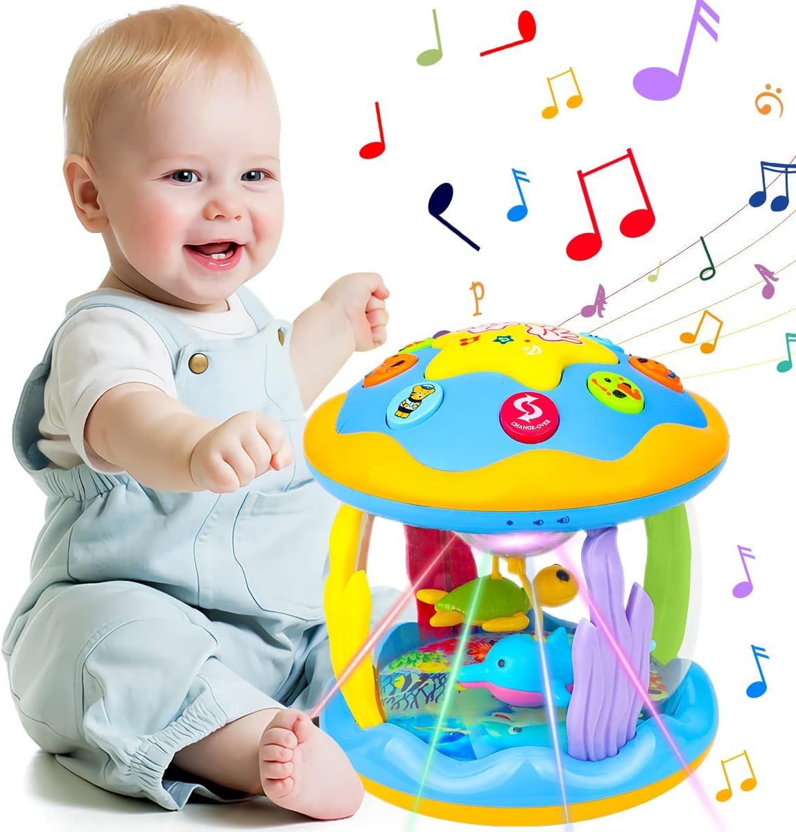 Projecteur rotatif et musical pour bébé 0-3 ans - une douce complicite